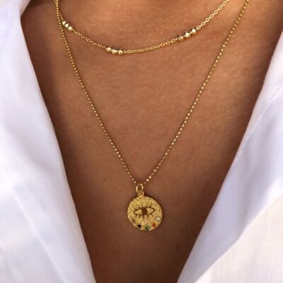 Gold Evil Eye Necklace, Chain Necklace