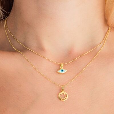 Oval Evil Eye Necklace - Happy Necklace,