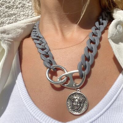 Gray Acrylic Chain Necklace