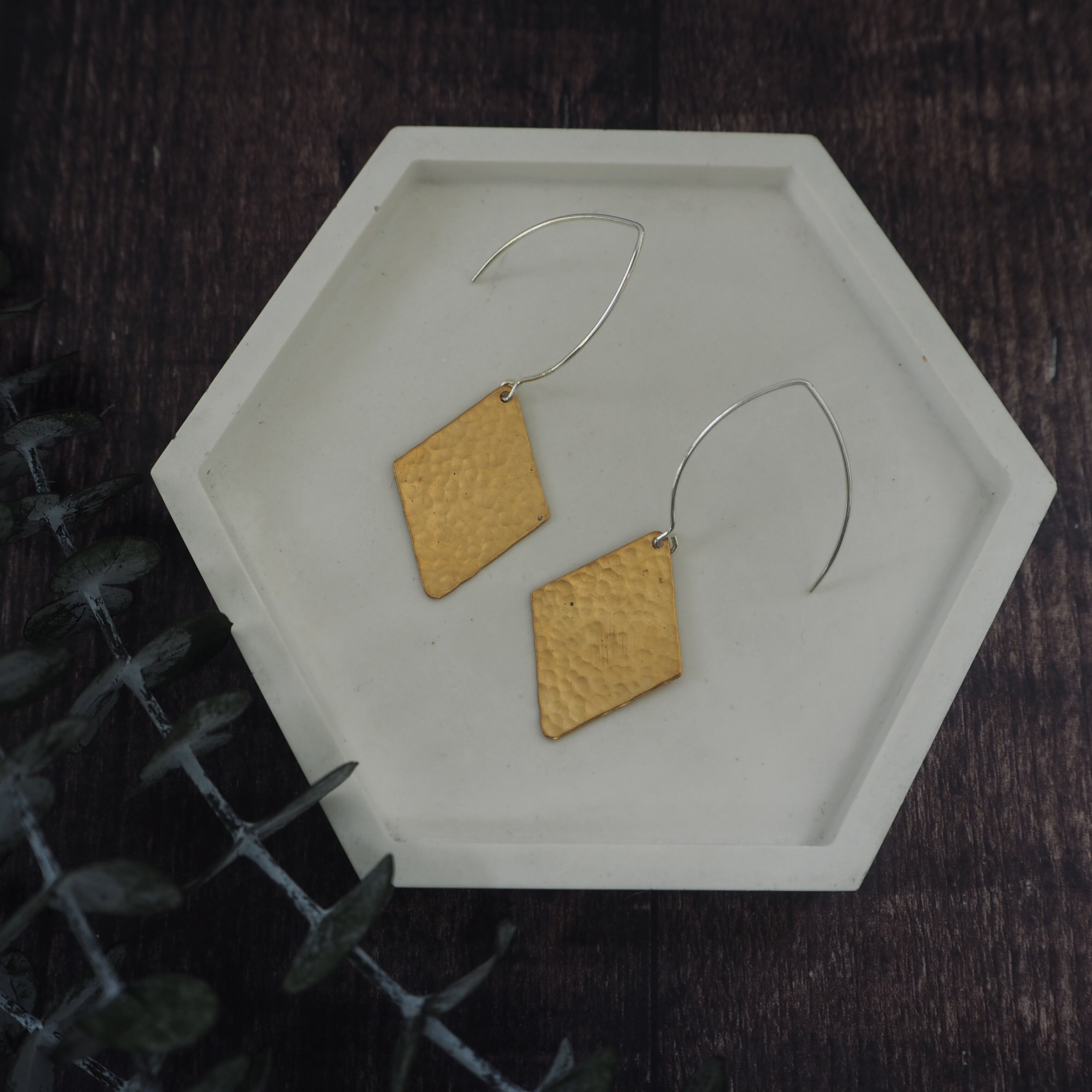 Grandes Boucles d'Oreilles Laiton - Diamant