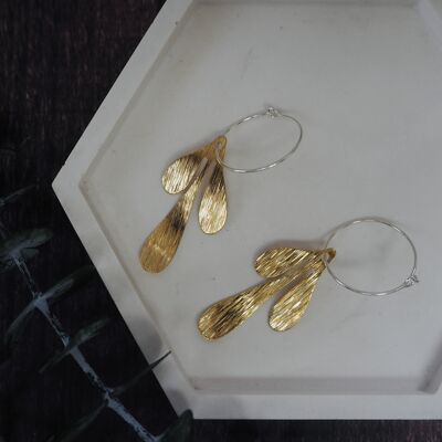 Boucles d'oreilles moyennes en laiton - Feuilles de palmier