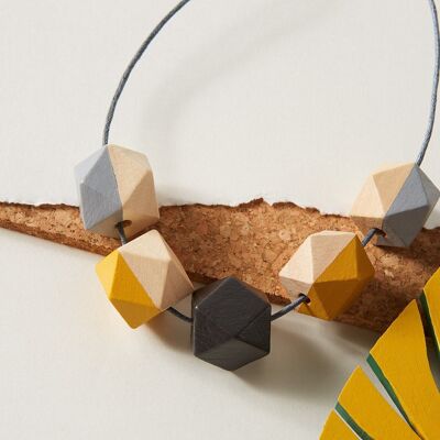 Geometrische Halskette Grau & Senf | Statement-Halskette | Geschenk für sie | Geometrischer Schmuck | Personalisiertes Geschenk | Klobige Halskette für Damen