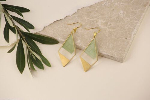 Statement earrings - Triangle acrylic gold vermeil | Jade