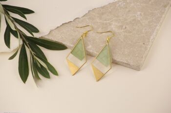 Boucles d'oreilles tendance - Triangle acrylique or vermeil | Jade 1
