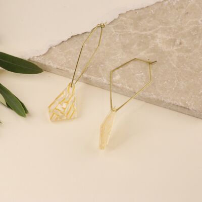 Lemon drizzle Brass Art deco acrylic Leaf Drop earrings | Geometric earrings | Dangle earrings | gift for her | statement earrings