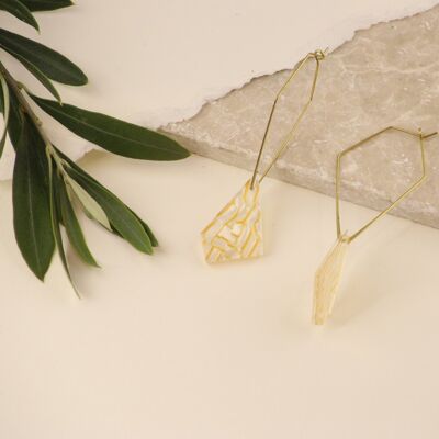 Lemon drizzle Brass Art deco acrylic Leaf Drop earrings | Geometric earrings | Dangle earrings | gift for her | statement earrings