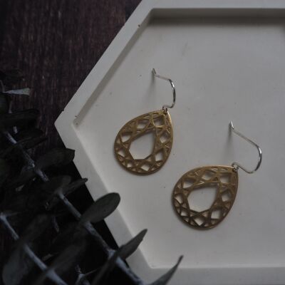 Medium Brass Earrings - Cut-out Teardrop