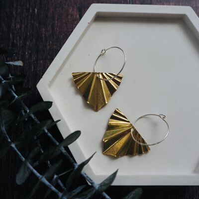 Medium Brass Earrings - Fan