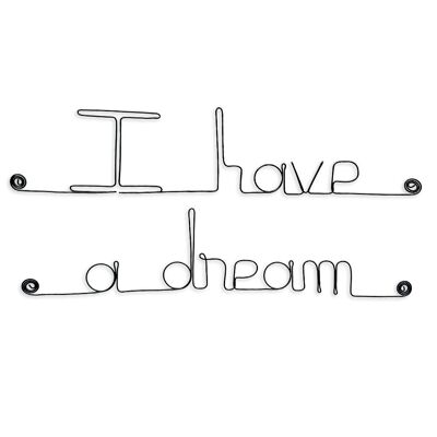 Escritura con alambre "Tengo un sueño" - Decoración de pared para la pared de un dormitorio - Joyería de pared
