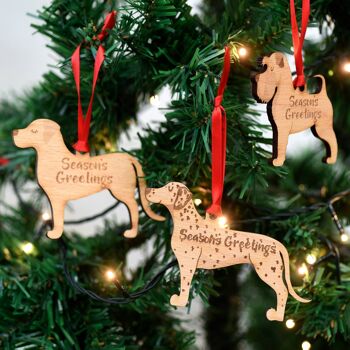 Décoration de Noël de chien en bois de salutations de saison 1