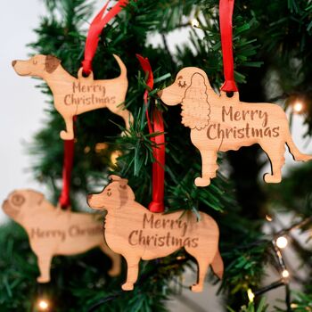 Joyeux Noël Chien en bois Décoration de Noël__Yorkshire Terrier 2
