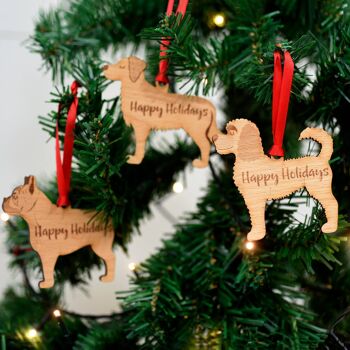 Happy Holidays Dog Christmas Decoration__Yorkshire Terrier 2