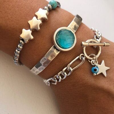 Stars Bracelets, Silver Cuff Bracelet