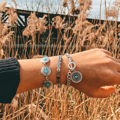 Turquoise Enamel Chunky Chain Bracelet