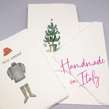 Carte de Noël et d'hiver "Keep warm" en papier artisanal d'Amalfi 2