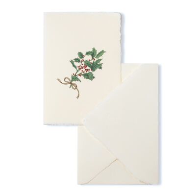 Biglietto natalizio "Ilex" in carta a mano amalfitana