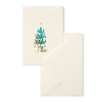 Tarjeta de Navidad "Árbol de Navidad Vintage" de papel hecho a mano de Amalfi