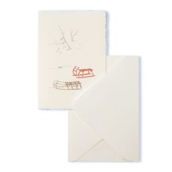 Carte de Noël et d'hiver "Traîneau" en papier artisanal d'Amalfi 1