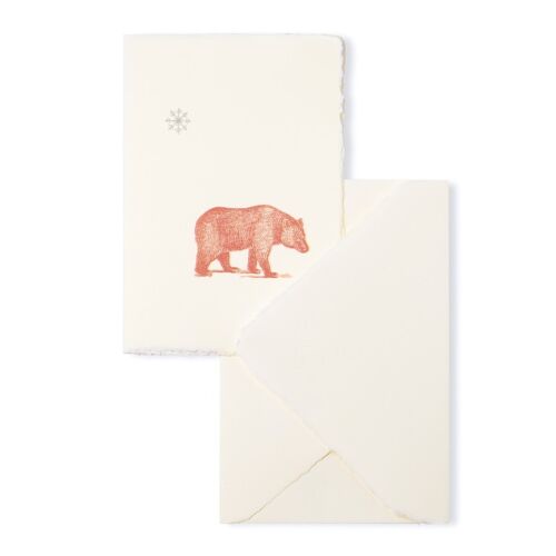 Weihnachts- und Winterkarte "Pink polar bear" aus Amalfi-Büttenpapier