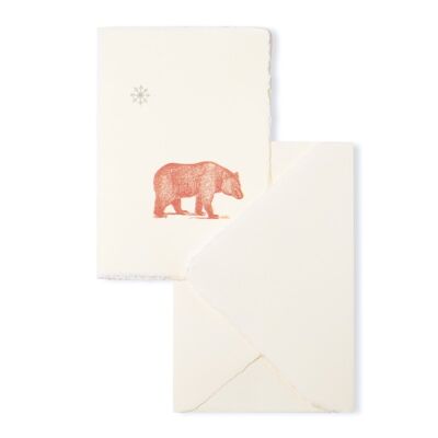 Christmas and winter card "Pink polar bear" made of Amalfi handmade paper