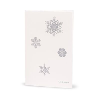 Tarjeta de invierno con cristales de nieve "Let it snow"