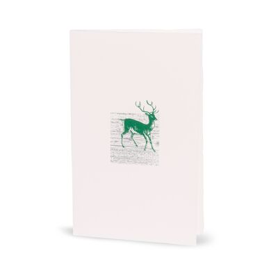 Winter Christmas card with a green deer