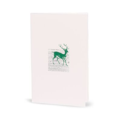 Winterlich- weihnachtliche Karte mit grünem Hirsch
