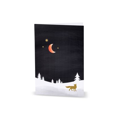 Winter Christmas card "Fox in the snowy forest"