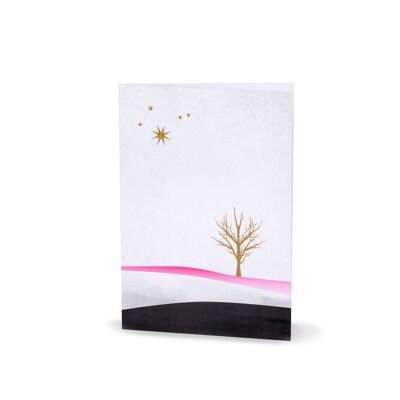 Wintry Christmas card "Golden tree with stars"