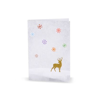 Biglietto natalizio invernale "Cervo con cristalli di neve"