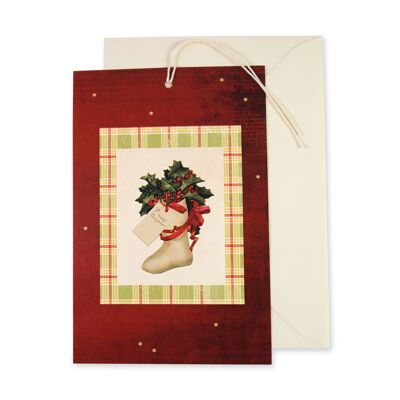 Cartolina di Natale / tag con stivali di Babbo Natale