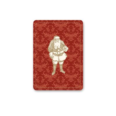 Christmas card with Santa Claus in gold and festive ornament