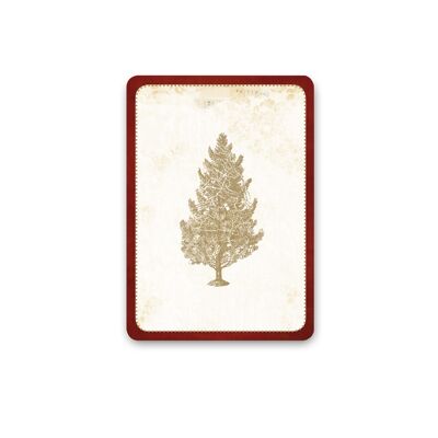 Christmas card with a golden fir tree in a vintage look