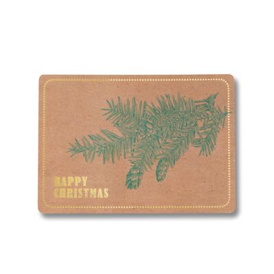 Christmas card "Happy Christmas" with pine branch