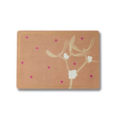 Christmas card with mistletoe and pink dots
