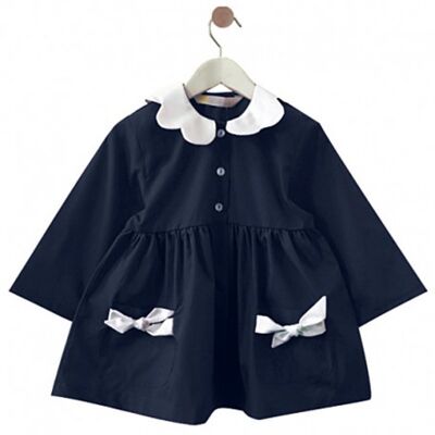 School apron for girls Daisy - Navy blue