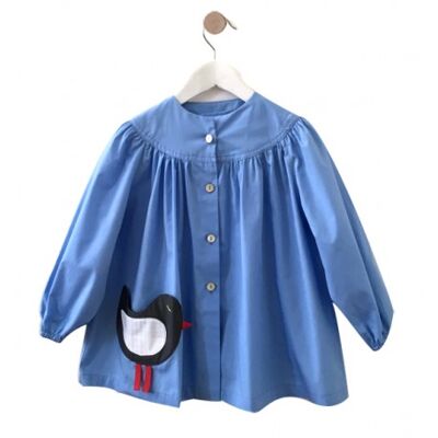 Little bird school apron for girls - Sky blue