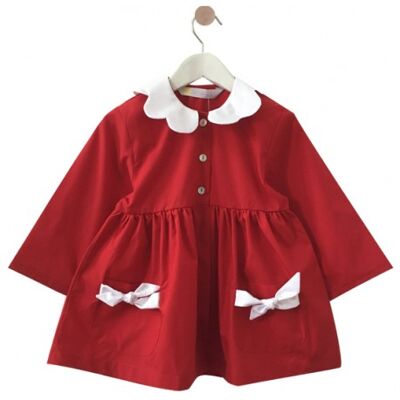 School apron for girls Daisy - Red