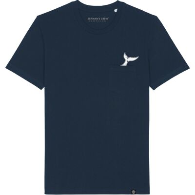 Whale tail Pocket T hirt -  - Navy Blue