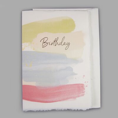 Büttenkarte "Birthday" mit grosszügigen Pinselstrichen