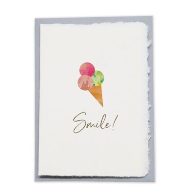 Handmade paper gift card "Smile!"