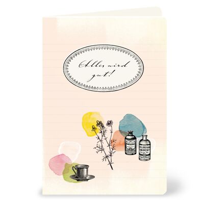 Greeting card "Everything will be fine" in a vintage look