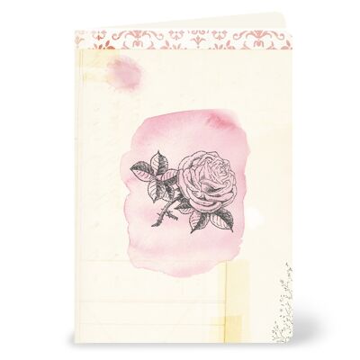 Tarjeta de felicitación con rosa vintage