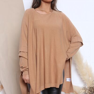 Camel TOP IN HIGH OPEN SIDES WITH BUTTONS