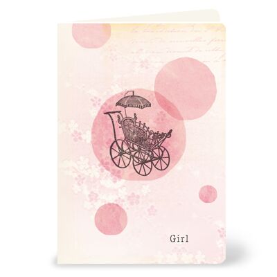 Birthday card "Girl" with a vintage stroller