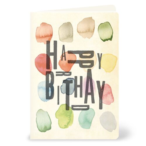 Grußkarte "Happy Birthday" – typografisch gestaltet im Aquarell-Look