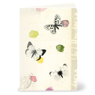 Tarjeta de felicitación con mariposas vintage, para muchas ocasiones.