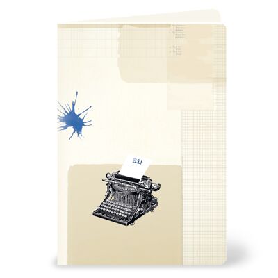Carte de voeux avec machine à écrire vintage, pour les messages de toutes sortes