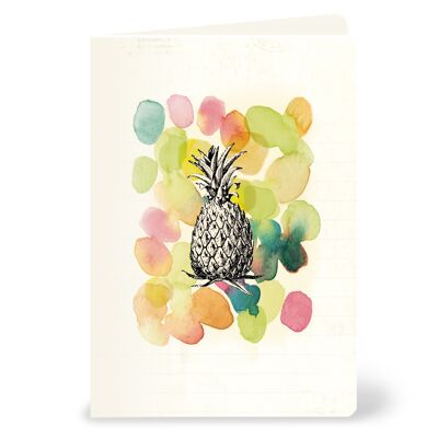 Greeting card with pineapple, summery watercolor look