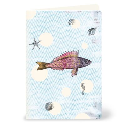 Greeting card with fish - we love summer, water, sea!